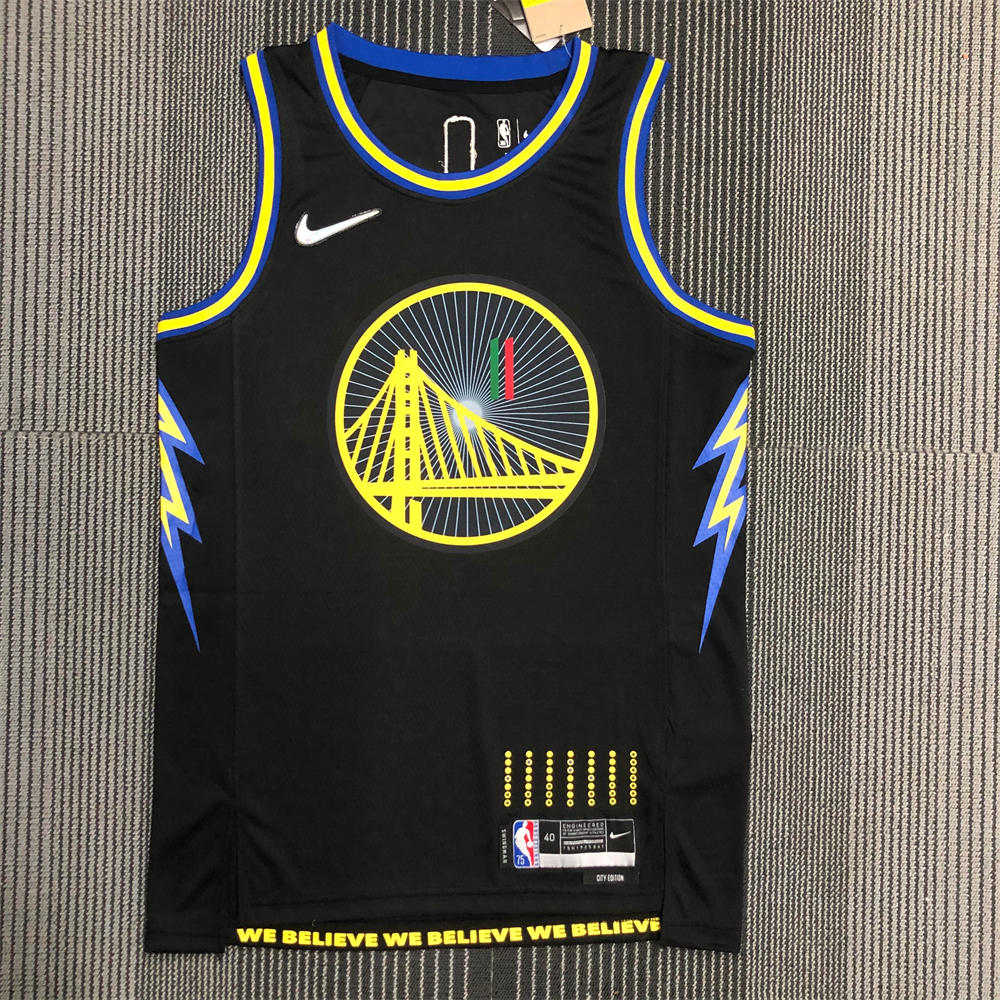 NBA Golden State Warriors V-Neck Mexico Edition 75th Anniversary Black Jersey THOMPSON#11 S-XXL