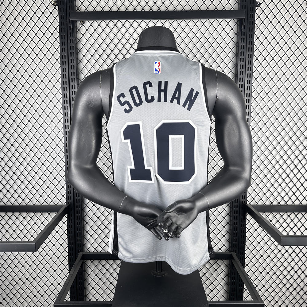 NBA San Antonio Spurs 2021 V-Neck Grey jersey SOCHAN#10 S-XXL