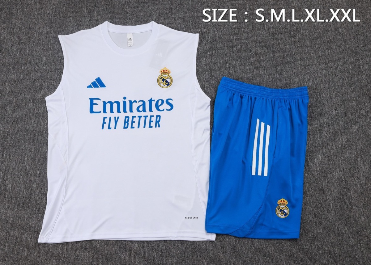 2026 Real Madrid White Training Set Shirt and Shorts