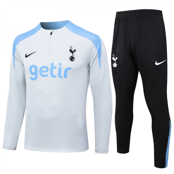 24/25 Tottenham Light gray Long-sleeved half-pull training kit Football team kit