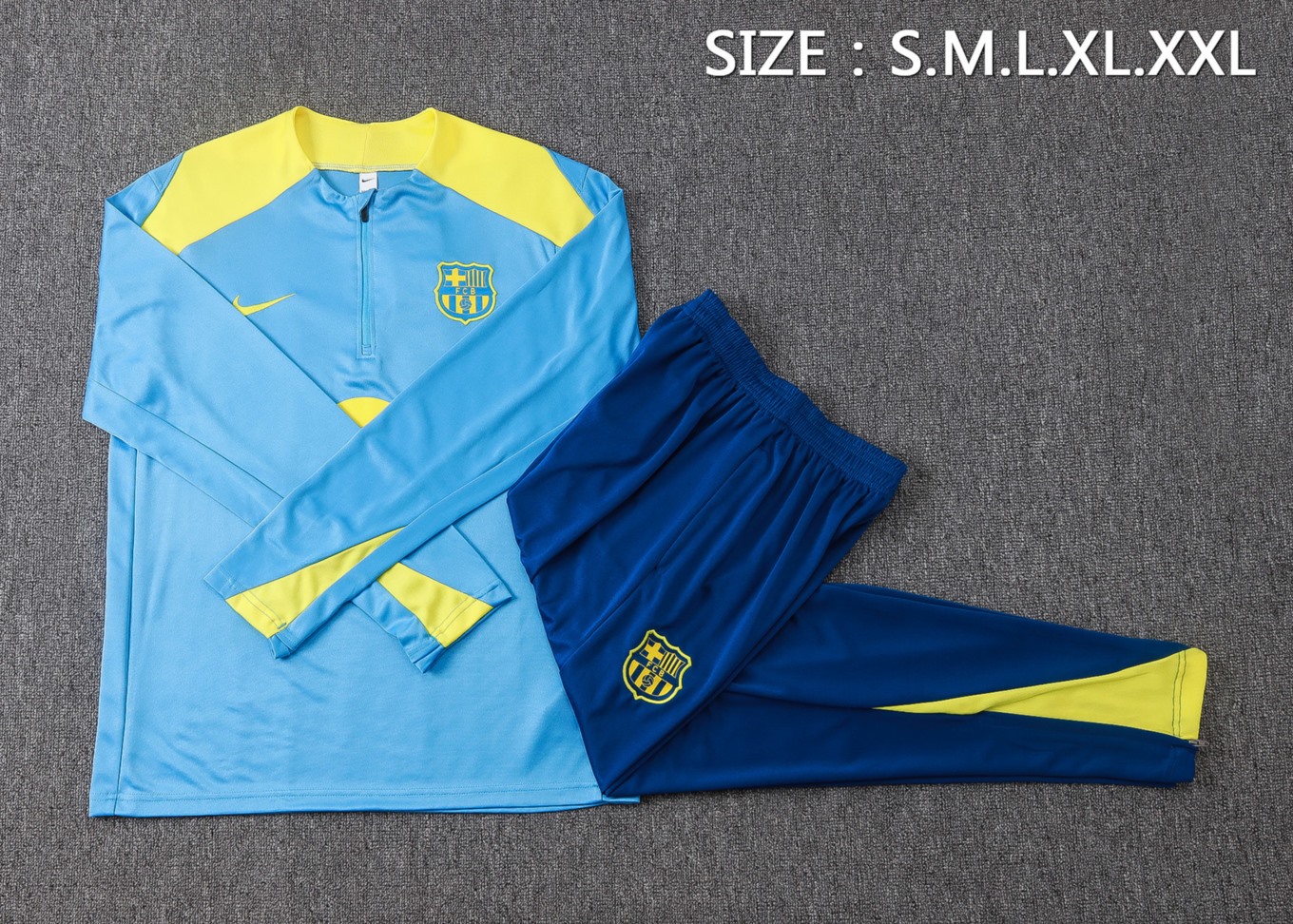2026 Barcelona Light blue Long-sleeved half-pull training kit
