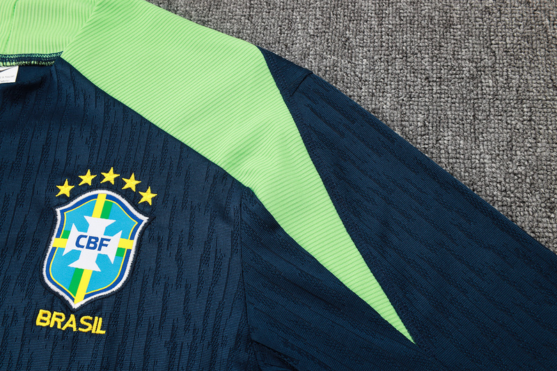 24/25 Brazil Blue Long-sleeved half-pull training kit Football team kit