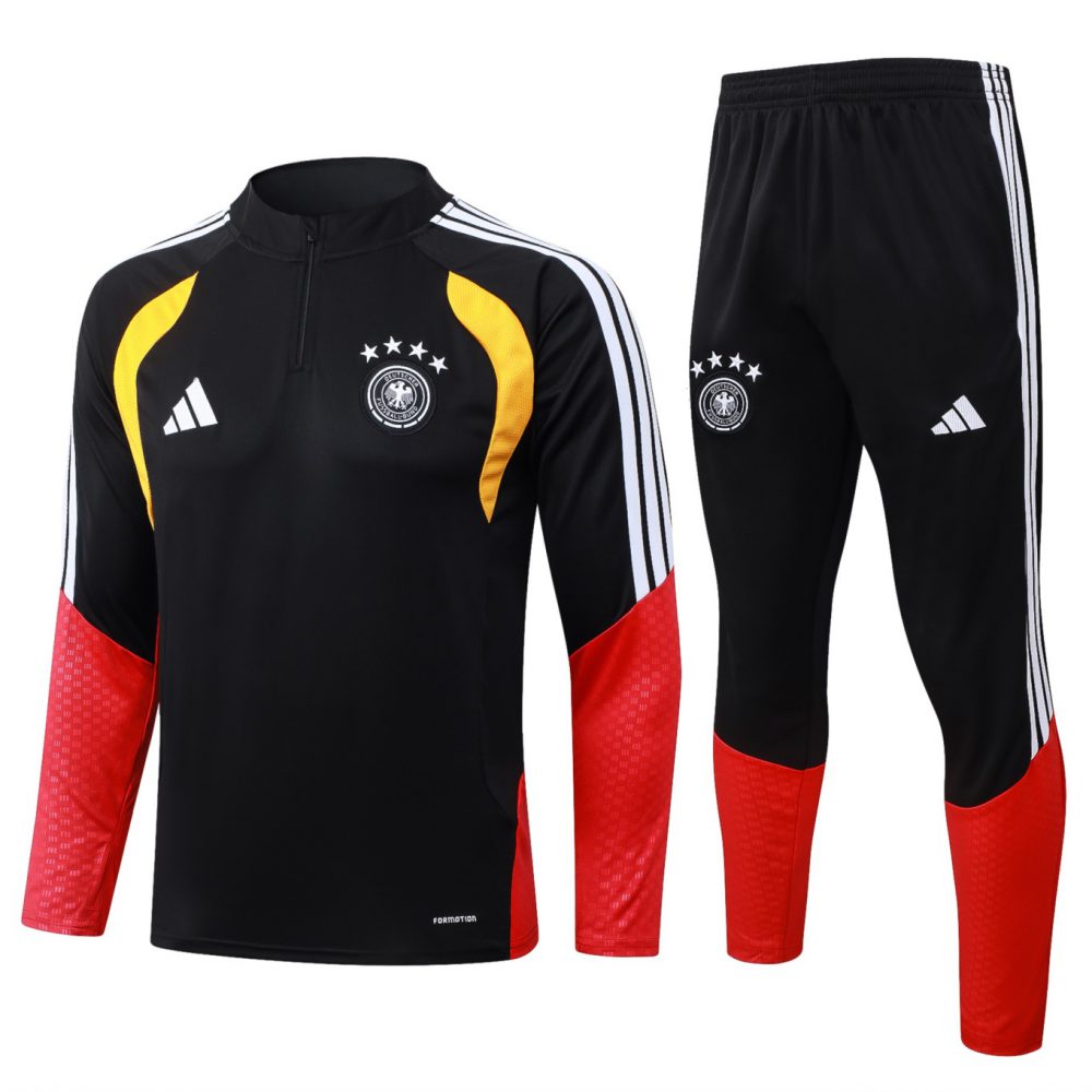 2026 Germany Black Long-sleeved half-pull training kit
