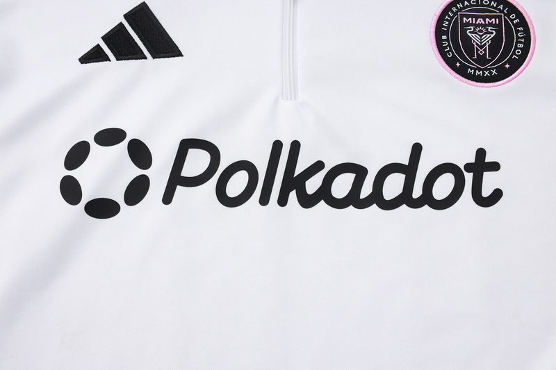 202526 Miami White Long-sleeved half-pull training kit Football team kit