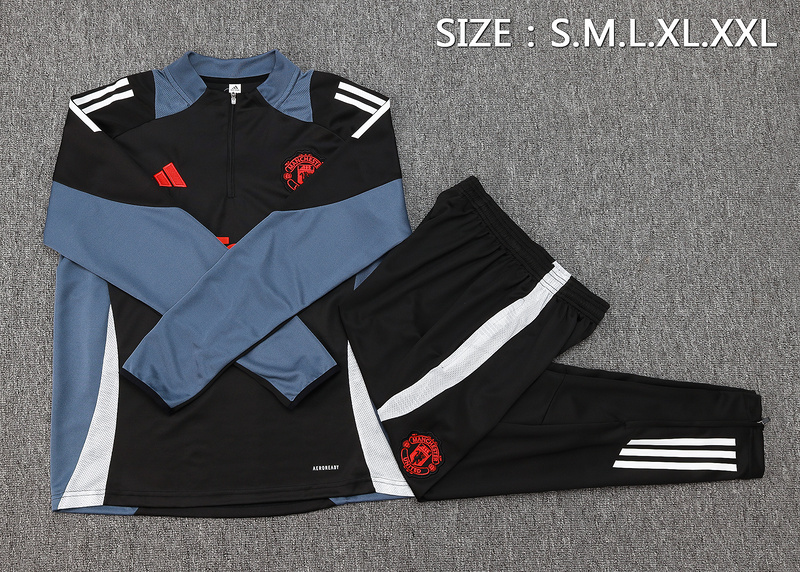 24/25 Manchester United Black Long-sleeved half-pull training kit Football team kit