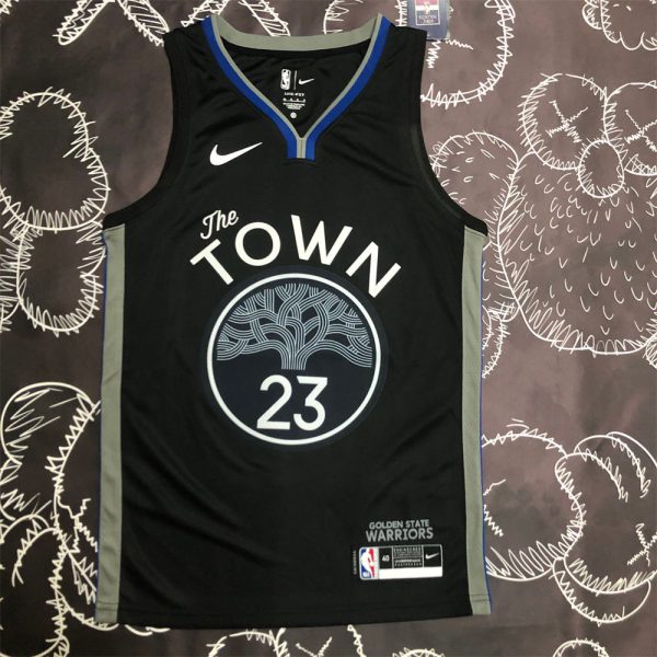 NBA Golden State Warriors V-Neck Black Jersey GREEN#23 S-XXL
