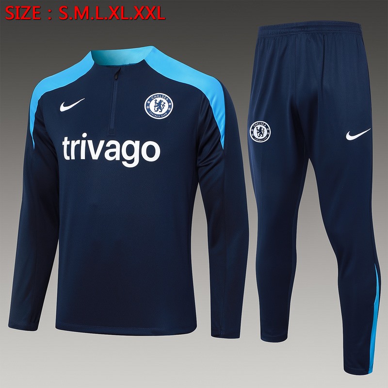 25/26 Chelsea Royal Blue Long-sleeved half-pull training kit Football team kit