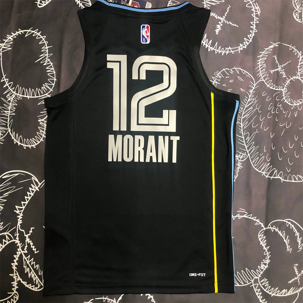 NBA Memphis Grizzies V-Neck Black Jersey MORANT #15 S-XXL