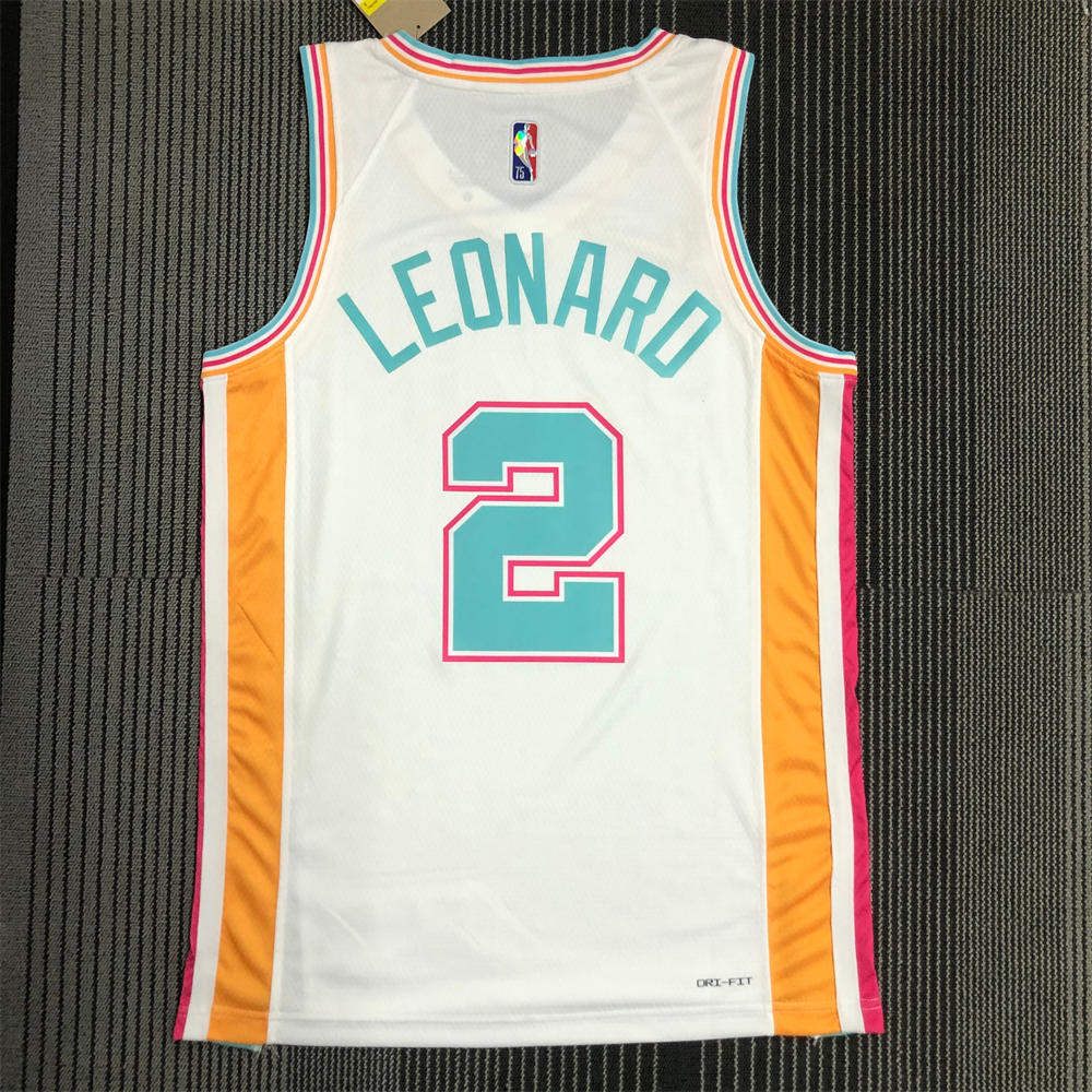 NBA San Antonio Spurs V-Neck White 75th Anniversary jersey LEONARD#2 S-XXL
