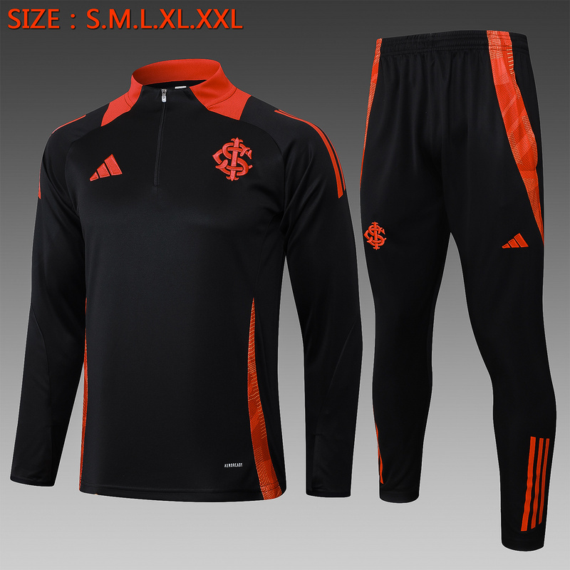 24/25 Internacional Black Long-sleeved half-pull training kit Football team kit