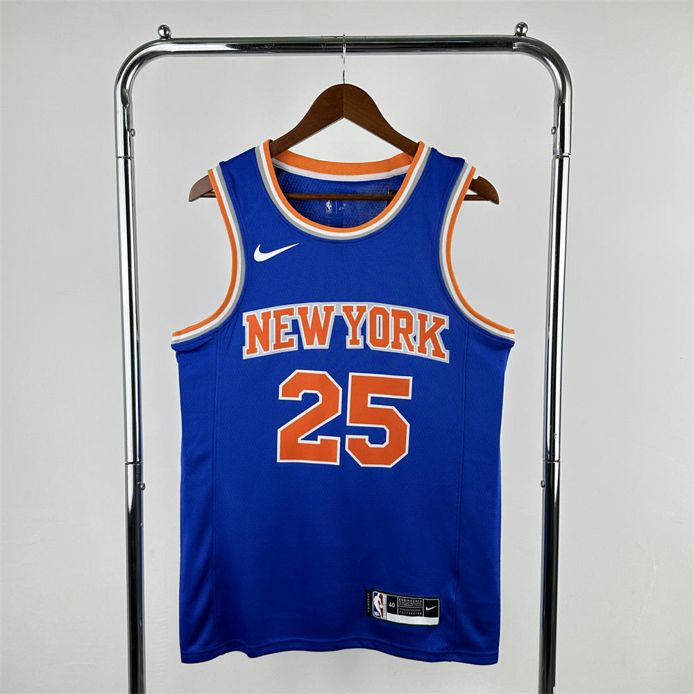 NBA New York Knicks Round Neck Blue jersey BRIDGES#25 S-XXL