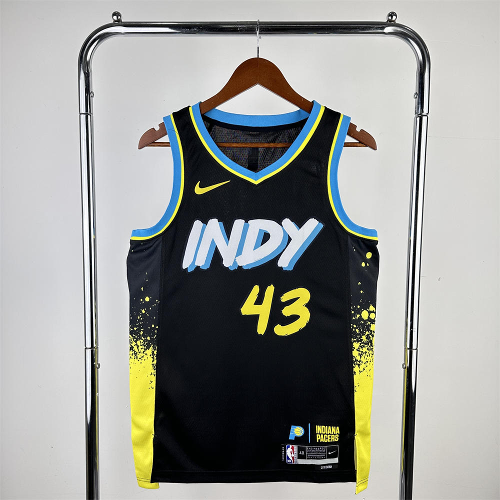 NBA Indiana Pacers 2024 City Edition V-Neck Black Jersey SIAKAM#43 S-XXL