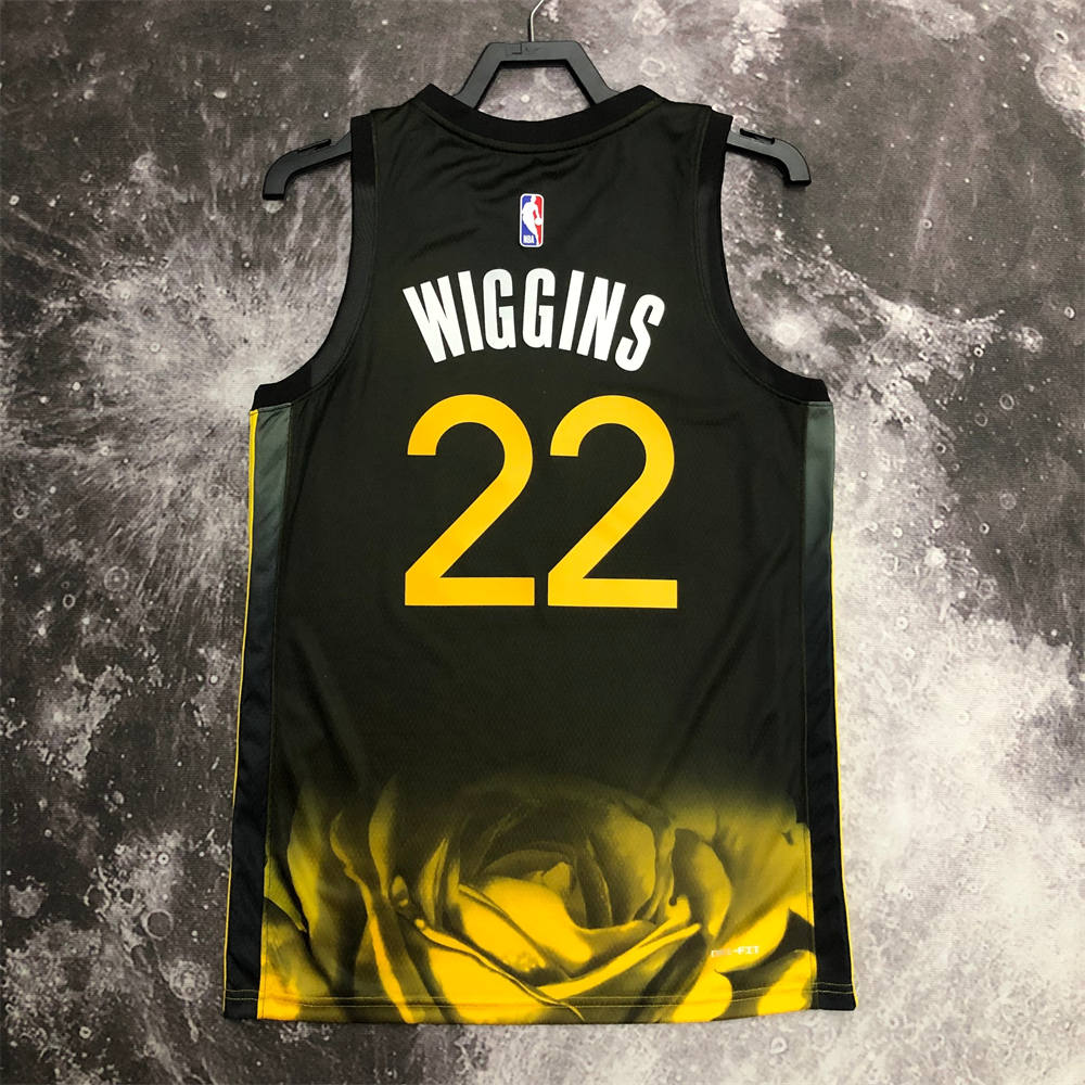NBA Golden State Warriors V-Neck Black City Edition Jersey WIGGINS#22 S-XXL