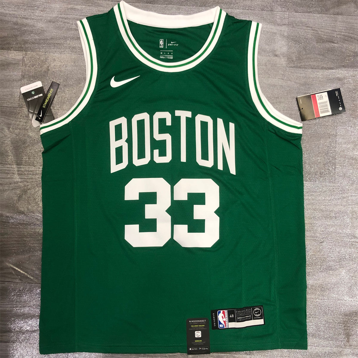NBA Boston Celtics round neck Retro Green Jersey Bird#33 S-XXL