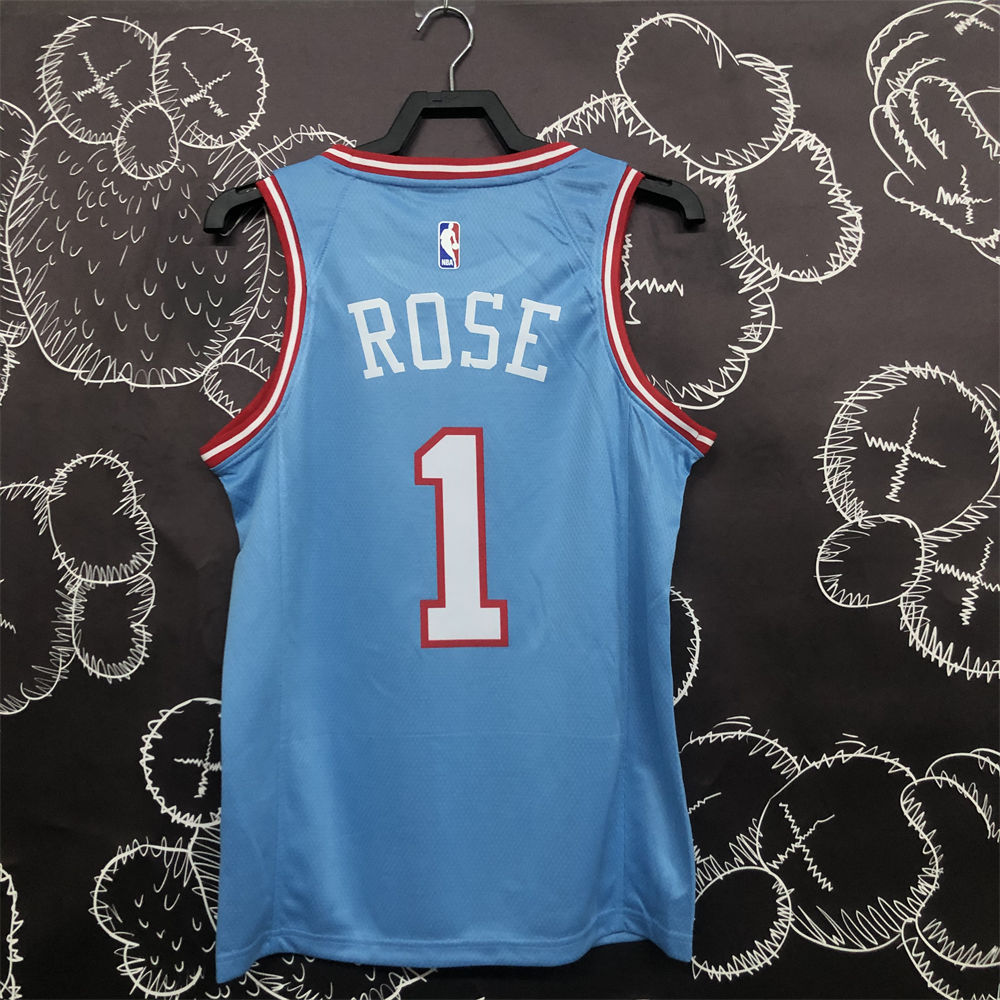 NBA Chicago Bulls Round Neck Blue Jersey ROSE#1 S-XXL