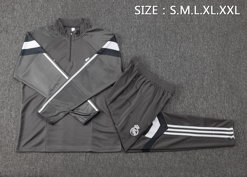 24/25 Real Madrid Grey Long-sleeved half-pull training kit Football team kit
