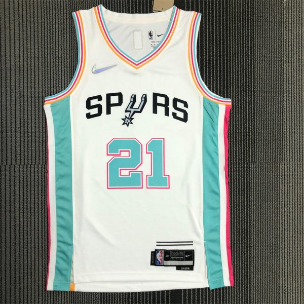 NBA San Antonio Spurs V-Neck White 75th Anniversary jersey DUNCAN#21 S-XXL