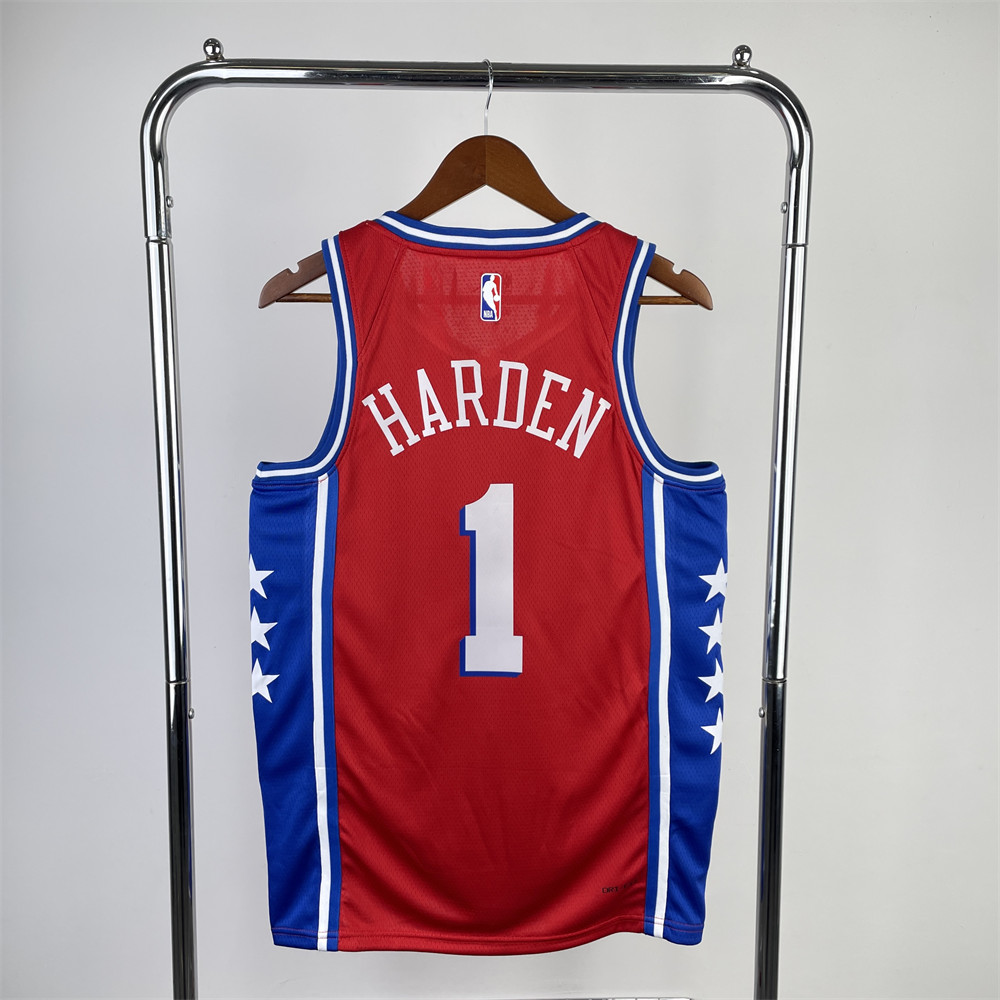 NBA Philadelphia 76ers HARDEN#1 2022/23 Jordan Brand Red Statement Edition Swingman Jersey S-XXL