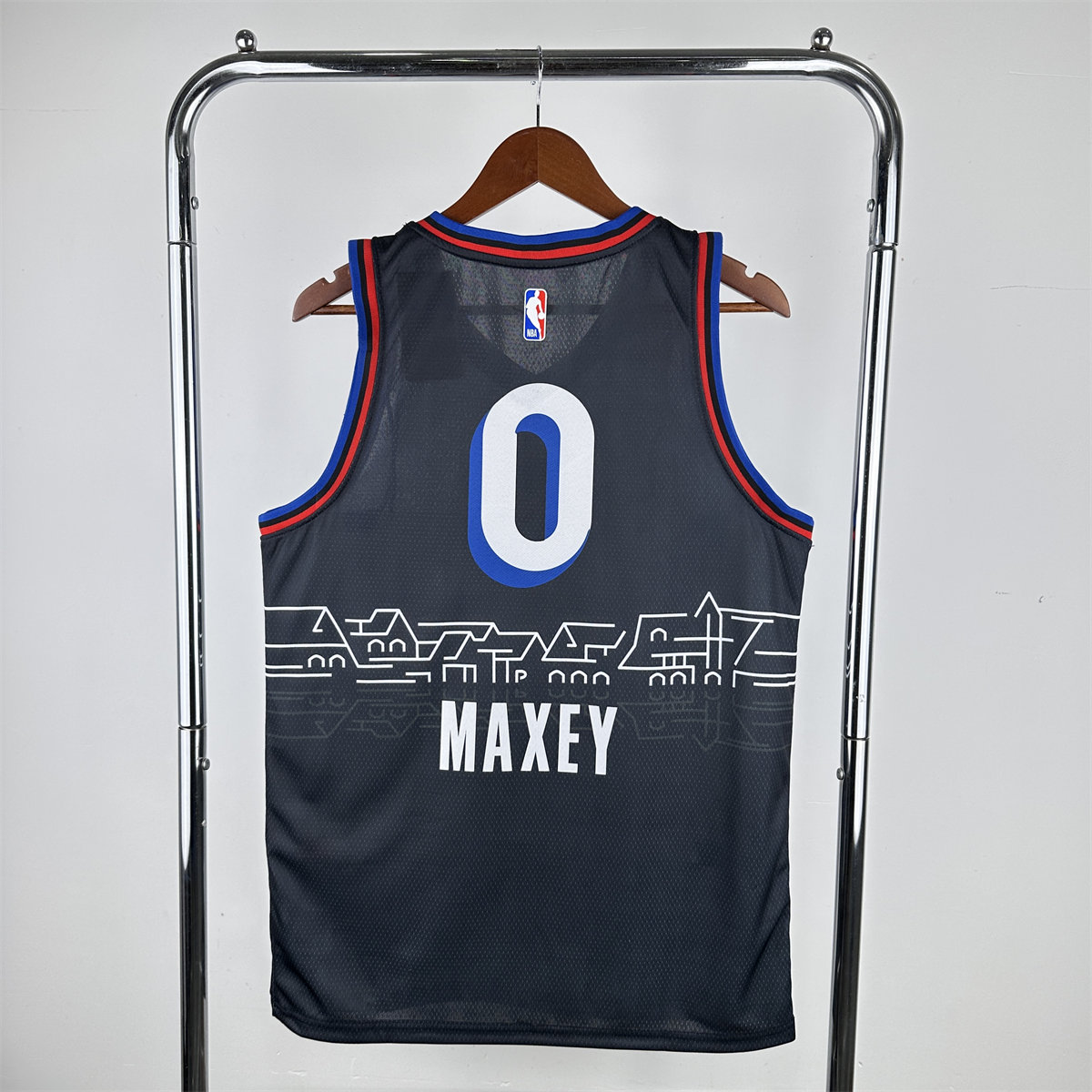 NBA Philadelphia 76ers 2021 V-Neck City Edition Black Jersey MAXEY#0 S-XXL