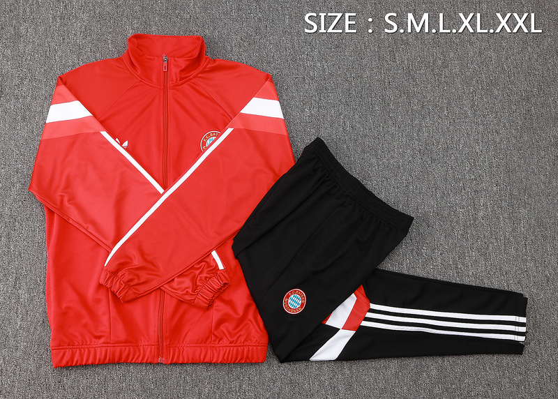 2024/25 Bayern Munich Red Jacket Training Suit Set Football Team Shirt Sports Fashion