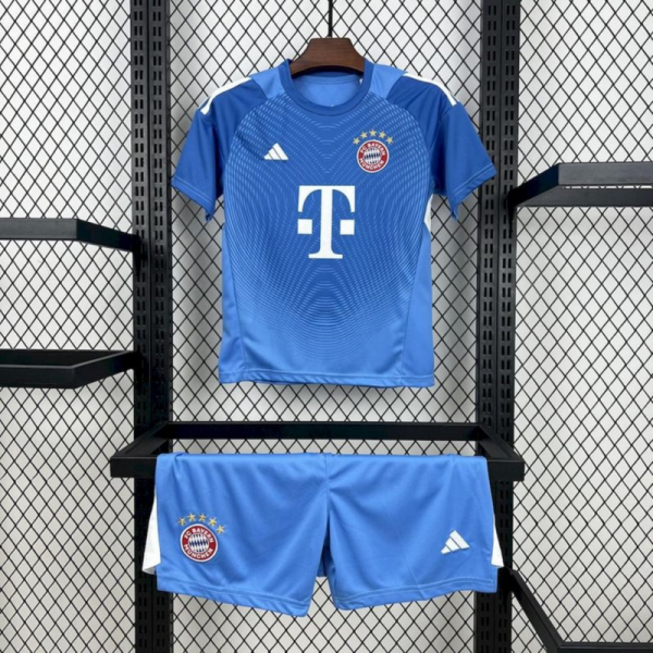 2025/26 Bayern Munich Blue Goalkeeper jersey kids Kits size: 16-28