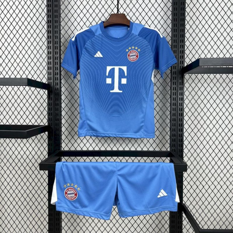 2025/26 Bayern Munich Blue Goalkeeper jersey kids Kits size: 16-28