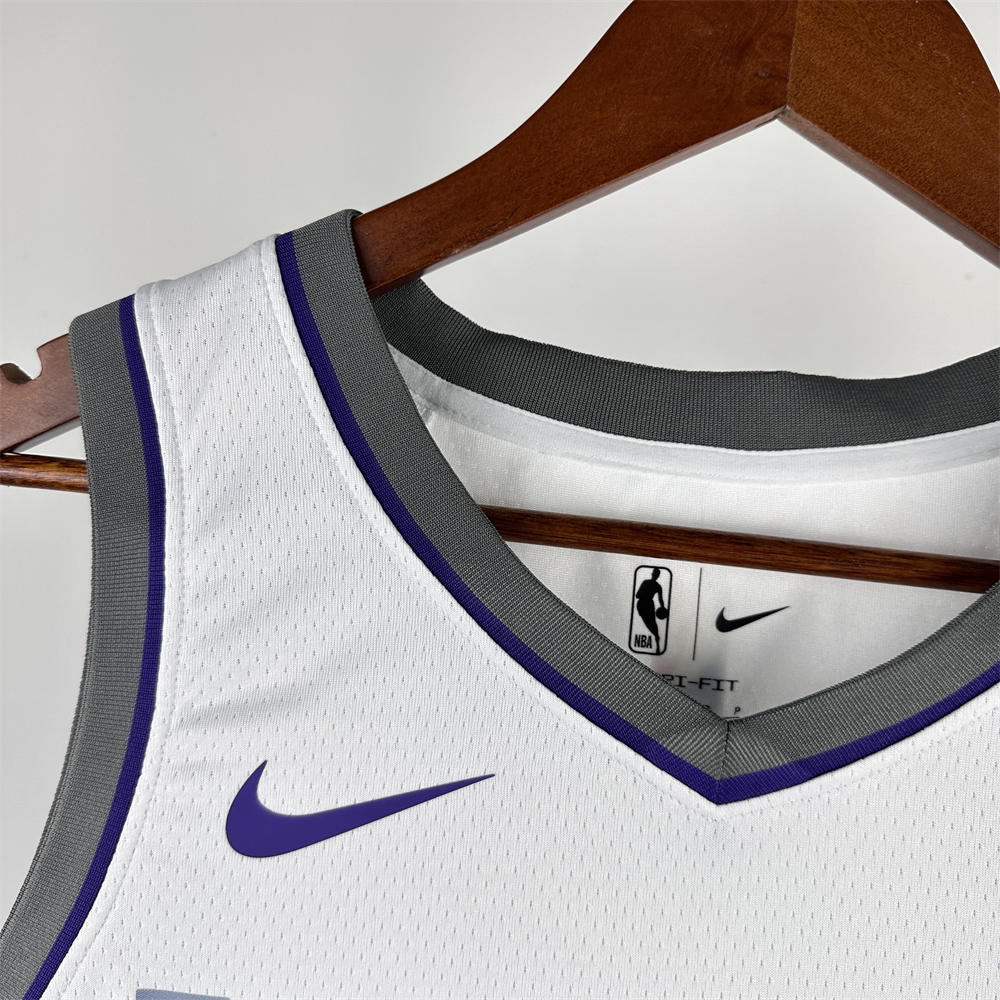 NBA Scaramento Kings 2024 V-Neck White jersey FOX#5 S-XXL