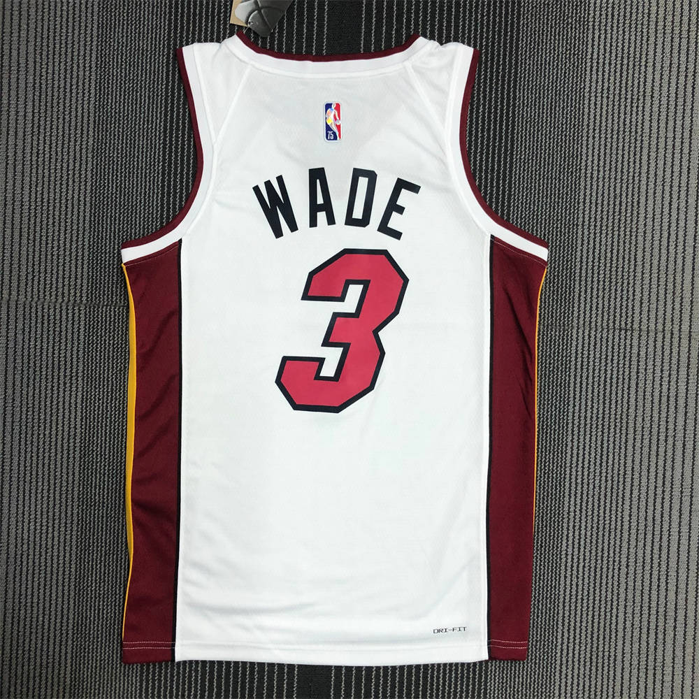 NBA Miami Hearts V-Neck White 75th Anniversary Jersey WADE#3 S-XXL