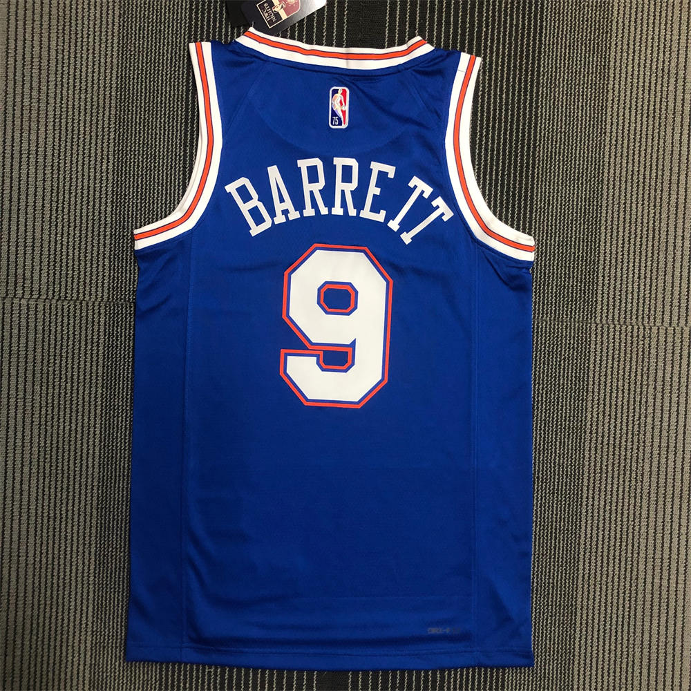 NBA New York Knicks Round Neck Blue 75th Anniversary jersey BARRETT#9 S-XXL