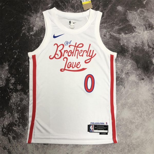 NBA Philadelphia 76ers Round Neck White Jersey MAXEY#0 S-XXL