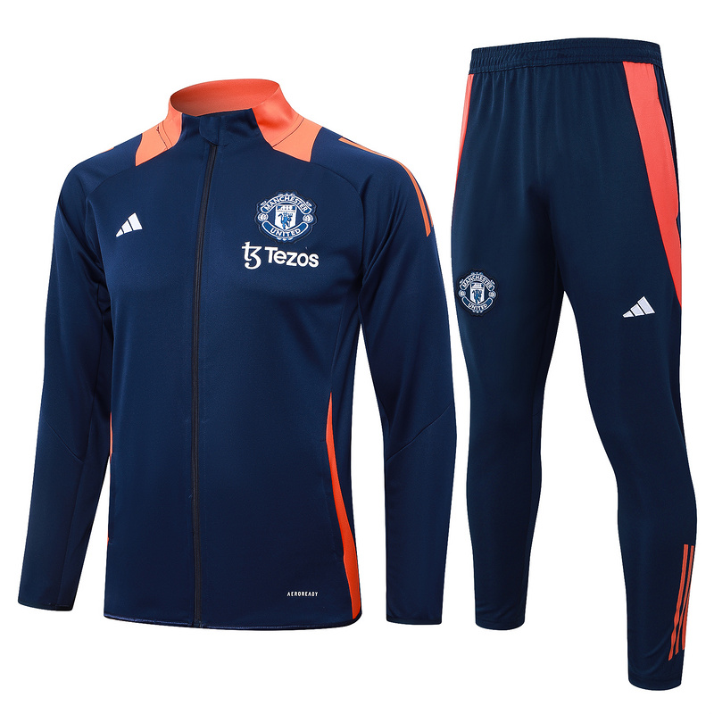 2024/25 Manchester United Royal blue Jacket Training Suit Set Football Team Shirt Sports Fashion