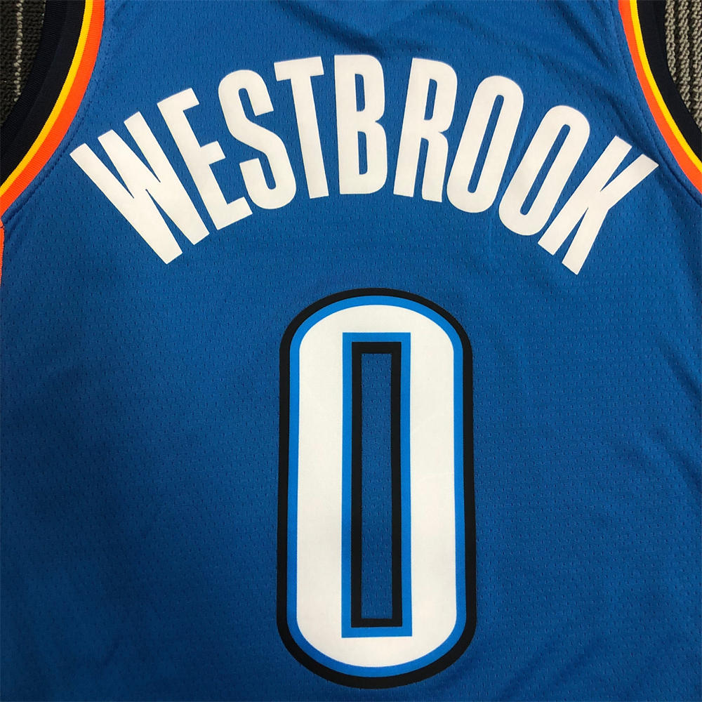 NBA Oklahoma City Thunder V-Neck Blue Jersey WESTBROOK#0 S-XXL