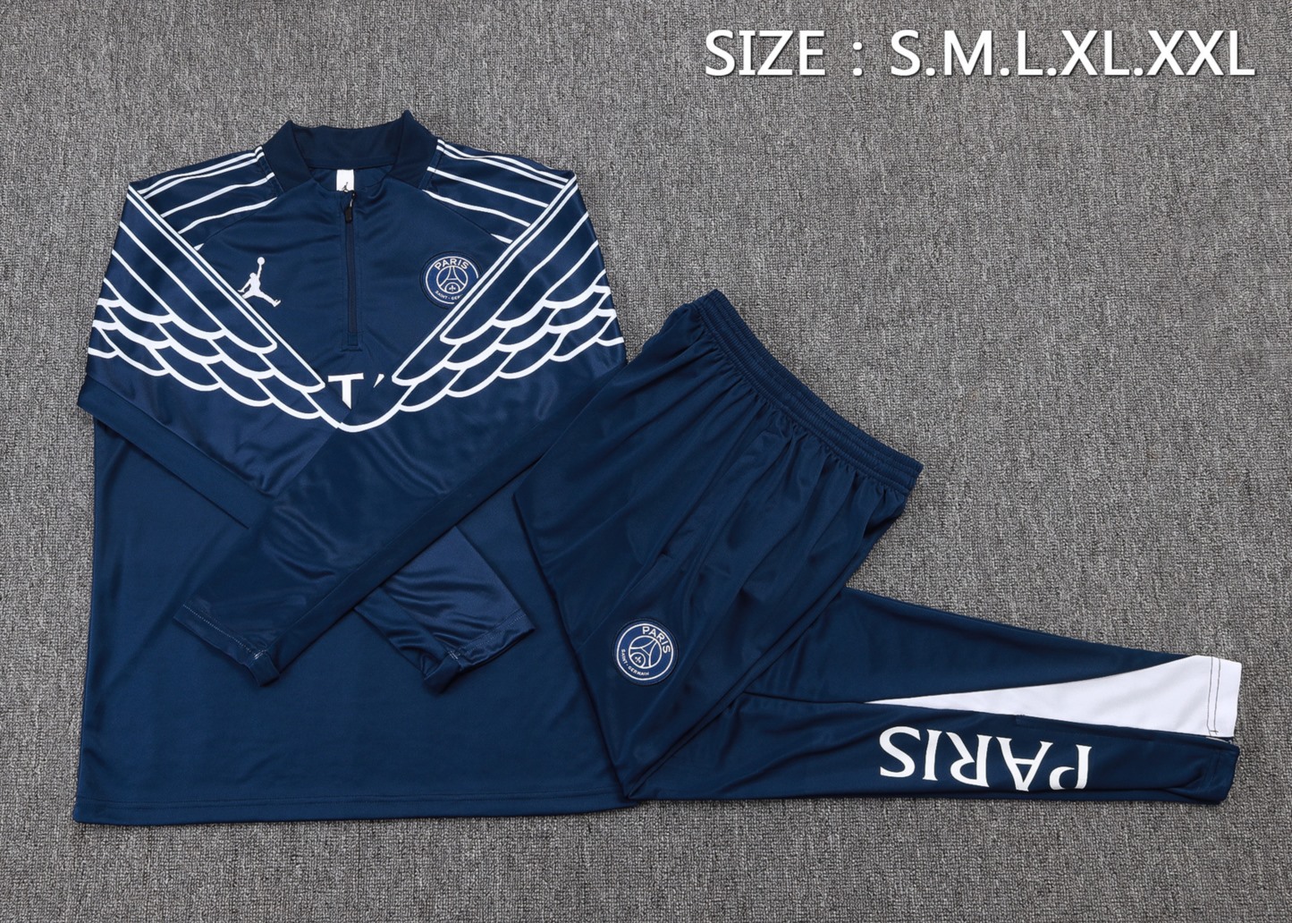 202526 Paris royal blue Long-sleeved half-pull training kit Football team kit