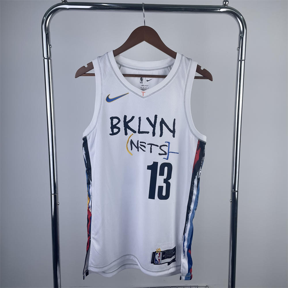 NBA Brooklyn Nets V-Neck White Jersey HARDEN#13 S-XXL