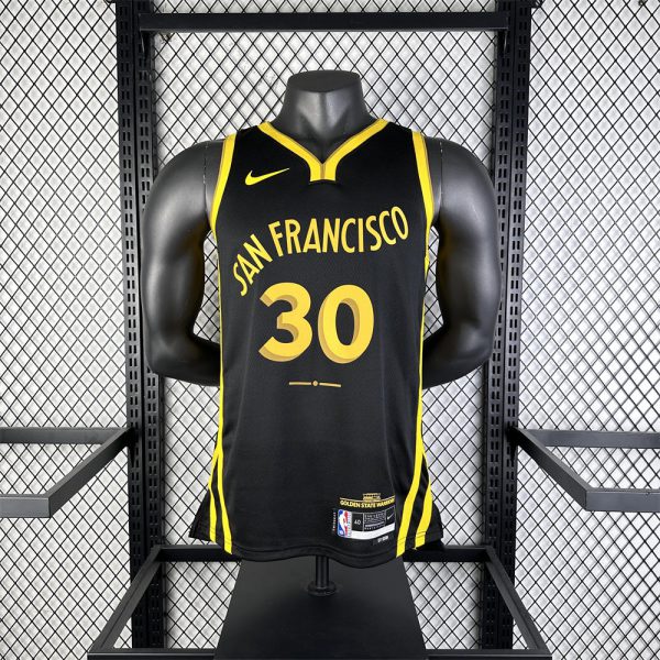 NBA Golden State Warriors 2024 V-Neck City Edition Black Jersey CURRY#30 S-XXL