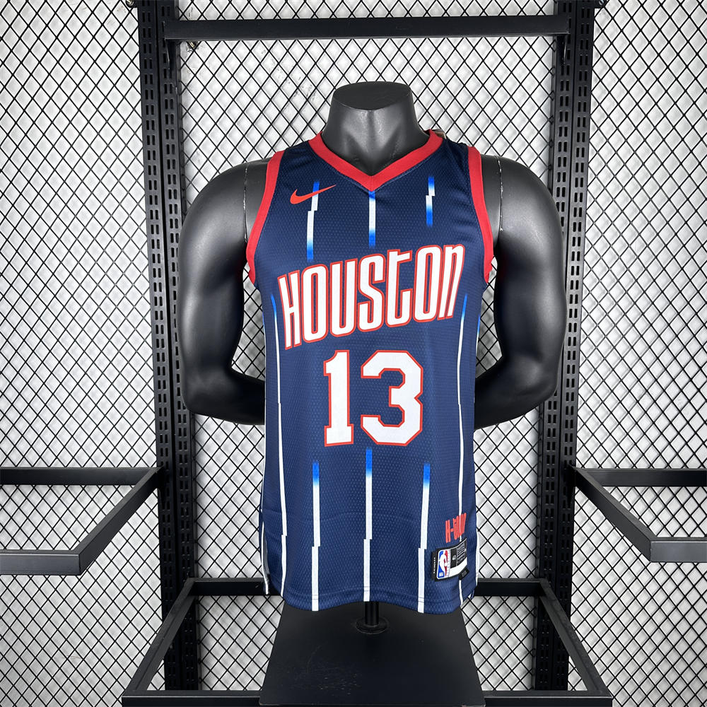 NBA Houston Rockets 2023 V-Neck Balck Jersey HARDEN#13 S-XXL