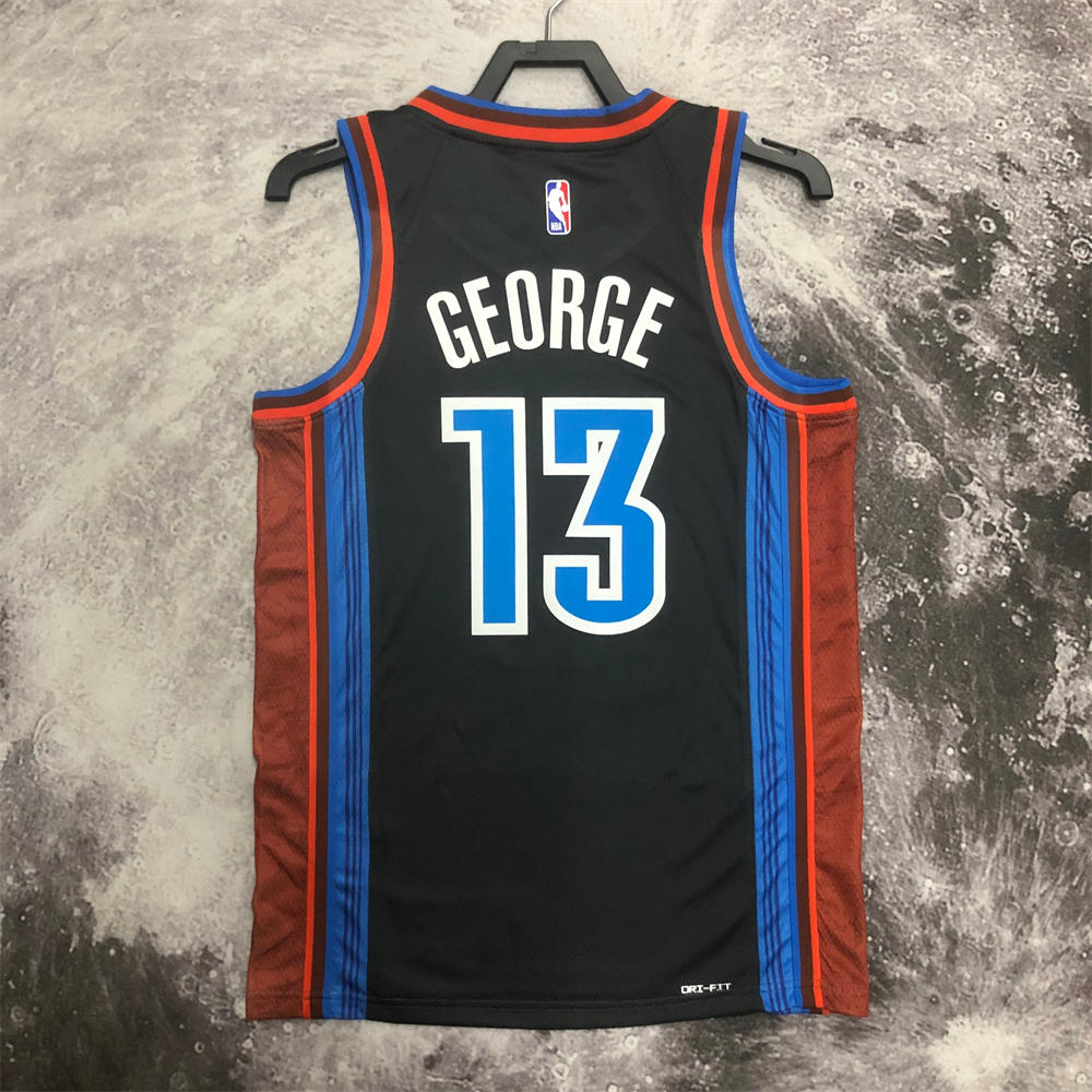 NBA Oklahoma City Thunder V-Neck Black Jersey GEORGE#13 S-XXL