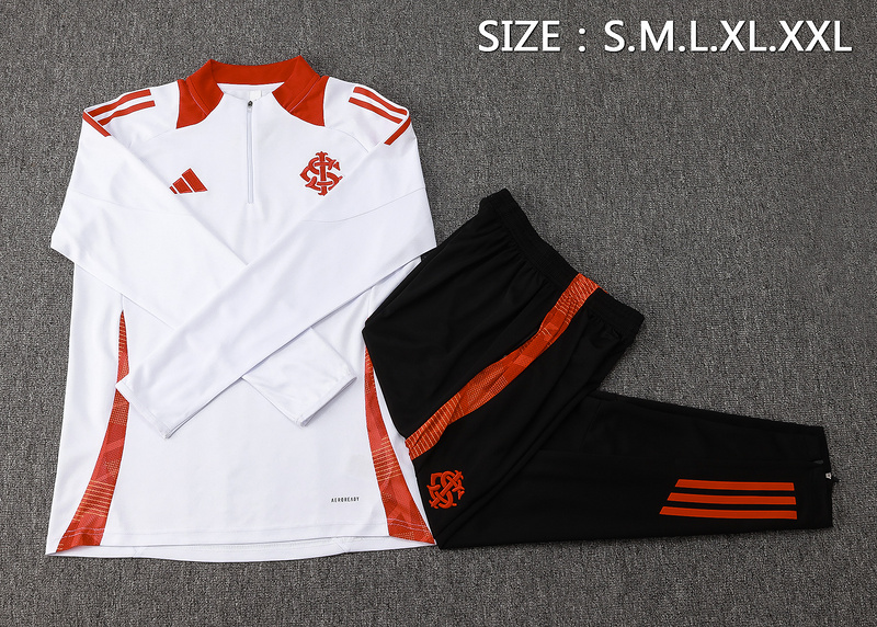 24/25 Internacional White Long-sleeved half-pull training kit Football team kit