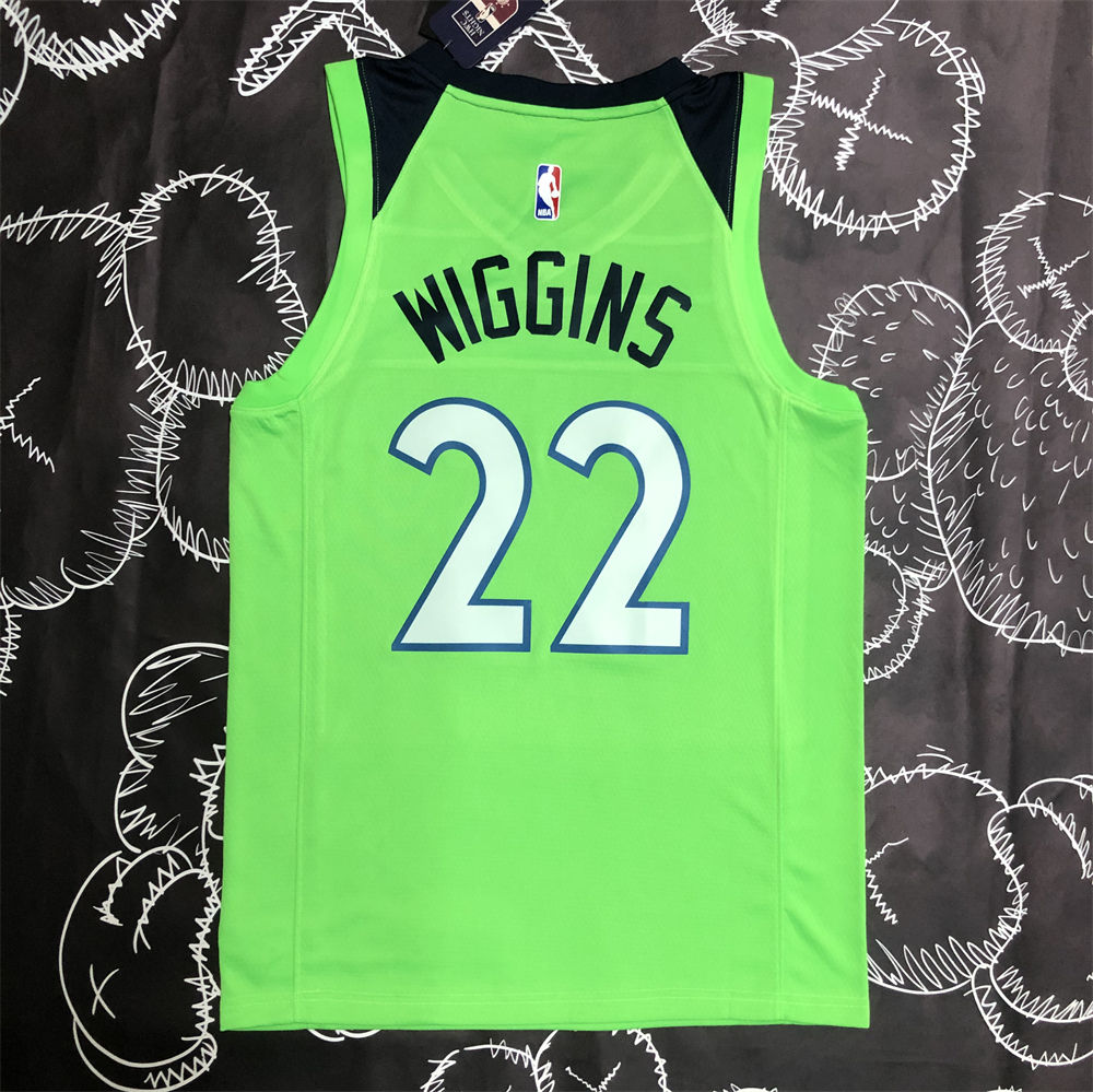 NBA Minnesota Timberwolves V-Neck Green WIGGINS#22 Jersey S-XXL