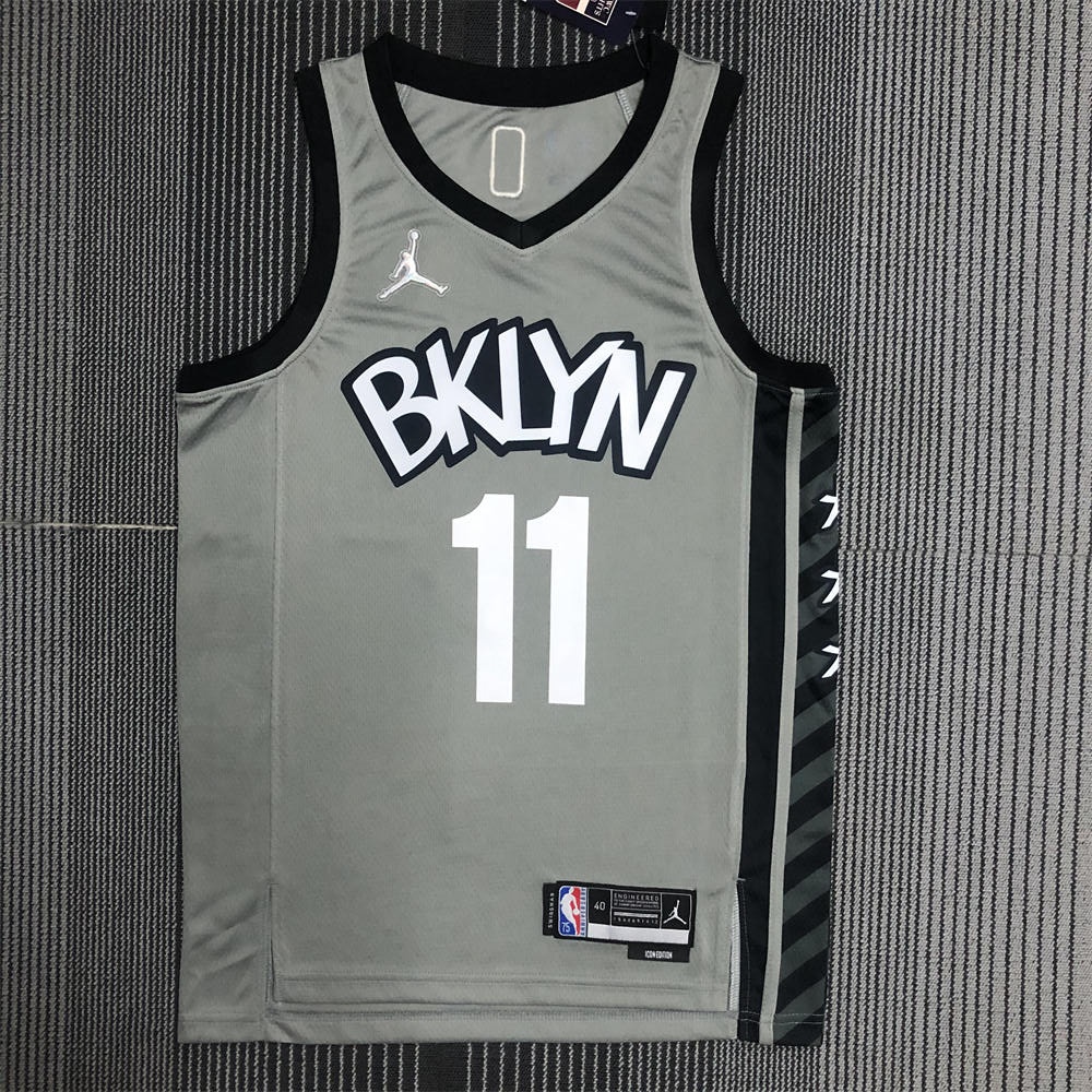 NBA Brooklyn Nets V-neck Grey 75th Anniversary JORDAN Edition IRVING#11 Jersey S-XXL