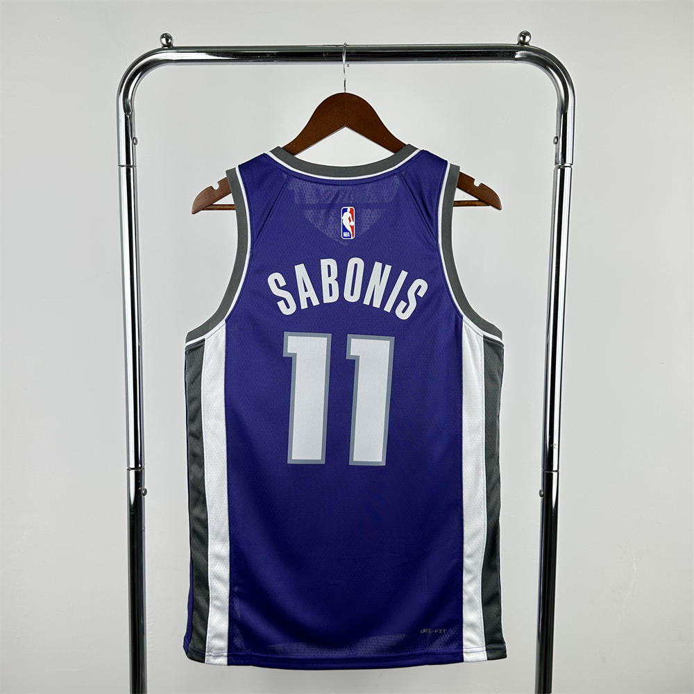 NBA Scaramento Kings 2024 V-Neck Purple jersey SABONIS#11 S-XXL