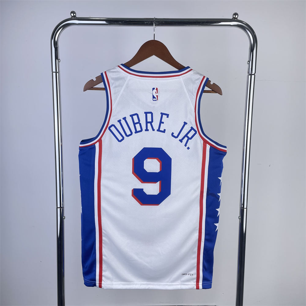 NBA Philadelphia 76ers 2023 V-Neck White Jersey OUBRE JR.#9 S-XXL
