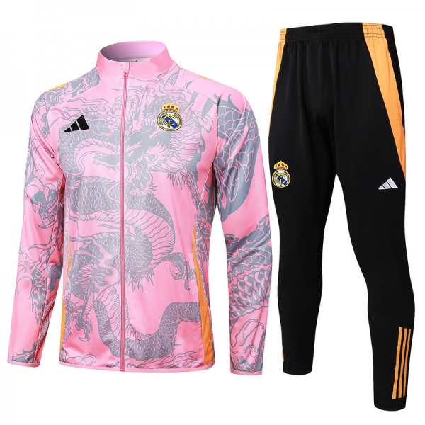 2024/25 Real Madrid Pink Jacket Training Suit Set Football Team Shirt Sports Fashion