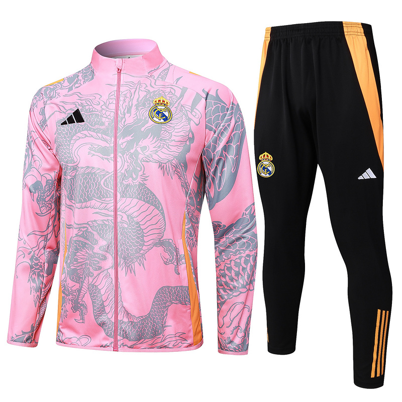 2024/25 Real Madrid Pink Jacket Training Suit Set Football Team Shirt Sports Fashion
