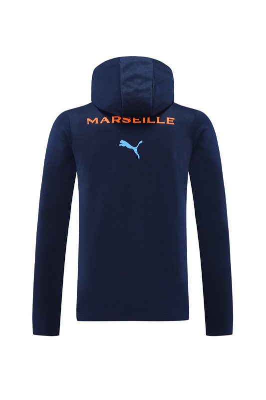 2024 Olympique Marseille Royal Blue Hoodie Jacket Kit Set Football Team Shirt Sports Fashion