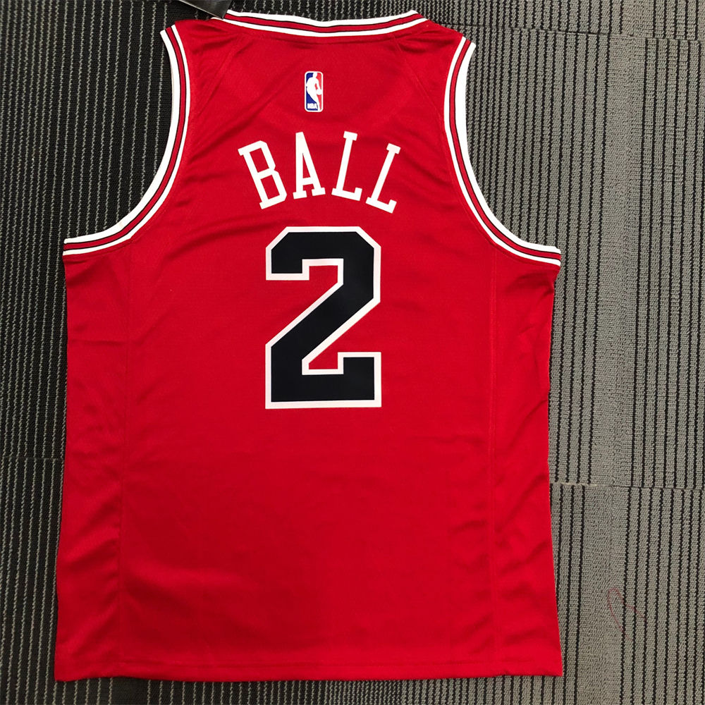 NBA Chicago Bulls Round neck Red Jersey BALL#2 S-XXL