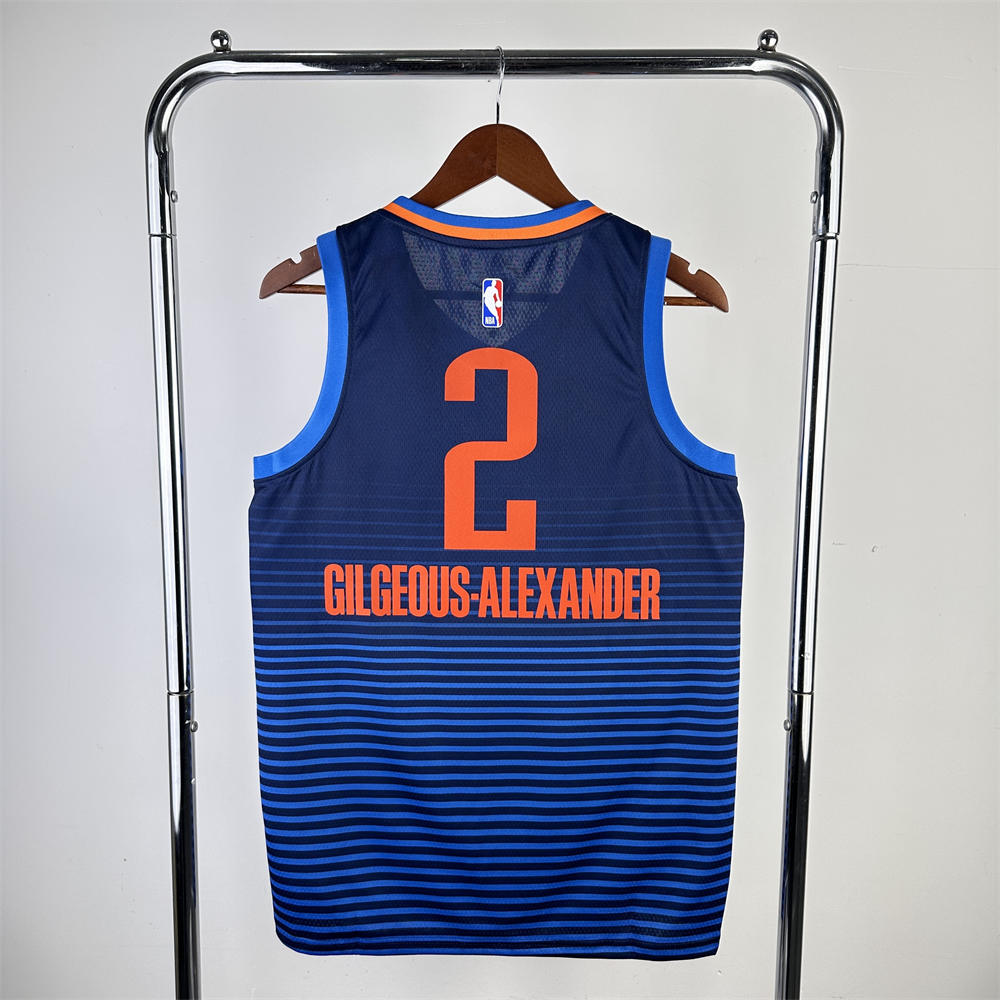 NBA Oklahoma City Thunder V-Neck Deep Blue Jersey GILGEOUS-ALEXANDER#2 S-XXL