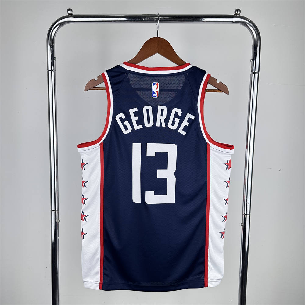 NBA Los Angeles Clippers 2019 City Edition Round Neck dark blue Jersey GEORGE#13 S-XXL