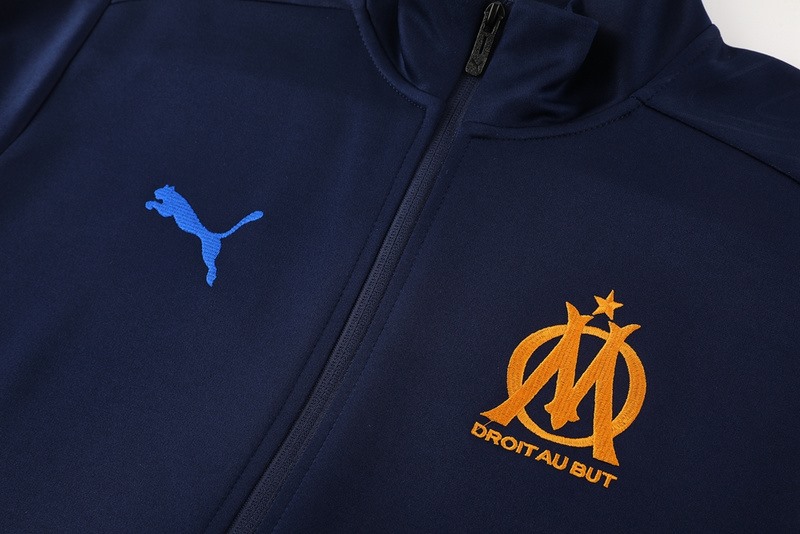 2024 0lympique Marseille Sapphire Blue Jacket Training Suit Set Football Team Shirt Sports Fashion