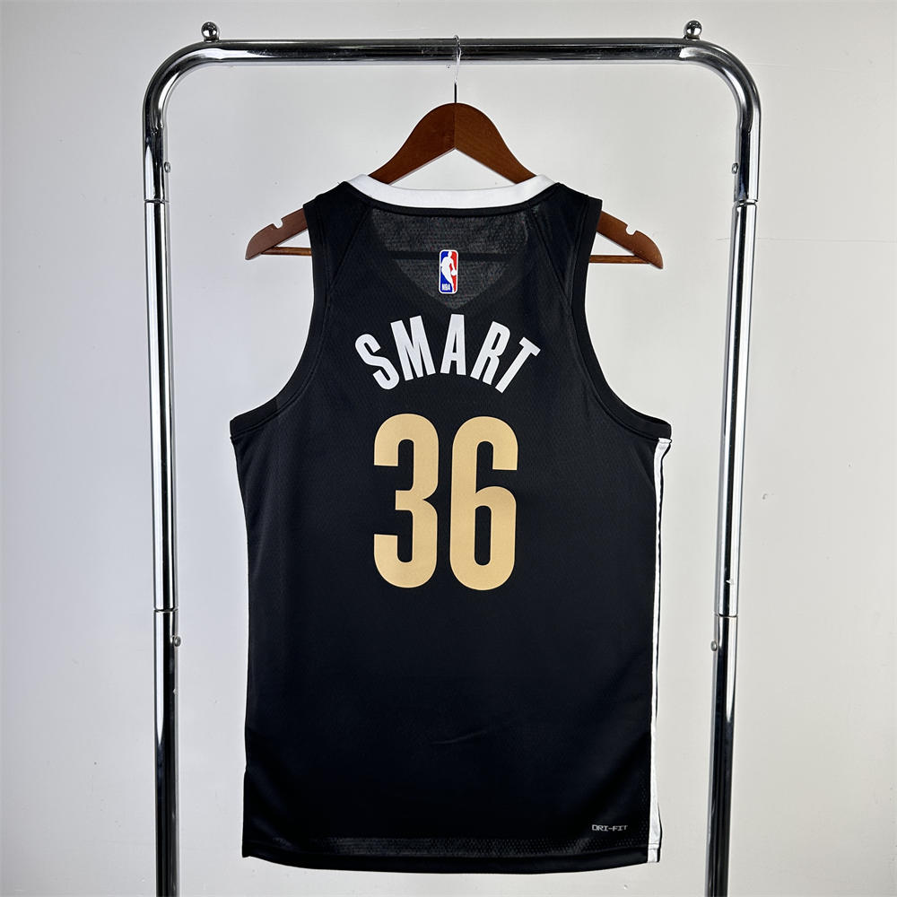 NBA Memphis Grizzies 2024 City Edition V-Neck Black Jersey SMART#36 S-XXL